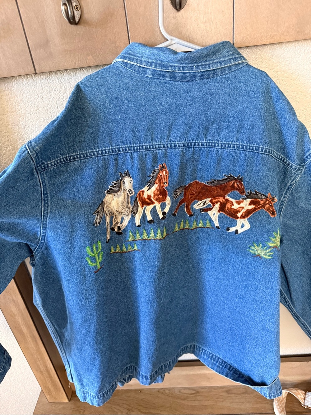 Take Two Light Blue Denim Shirt Jacket with horse embroidery - Picture 3 of 3